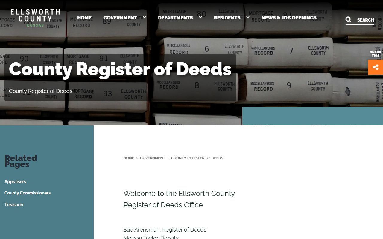 Ellsworth County Clerk of the District Court and Register of Deeds record roles