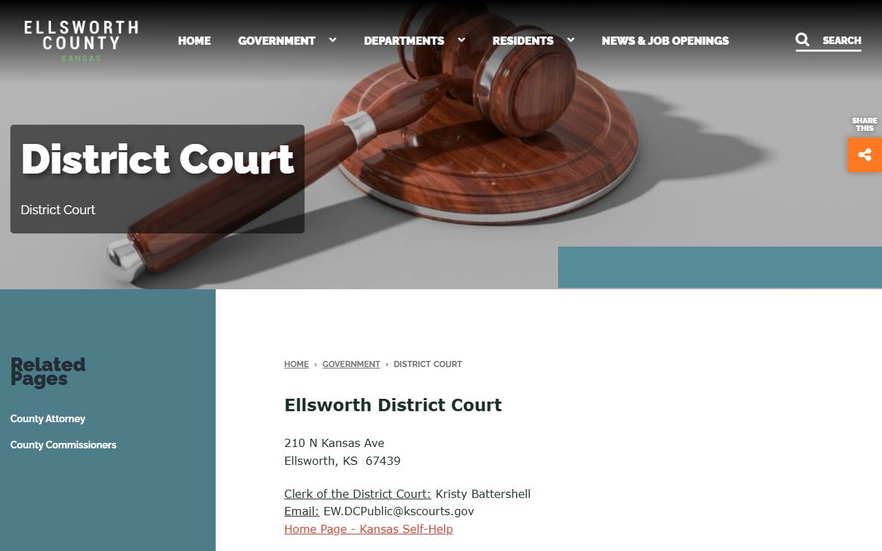 Ellsworth County court records District Court page