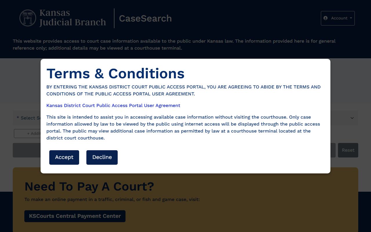 Ellsworth County court records Kansas CaseSearch portal