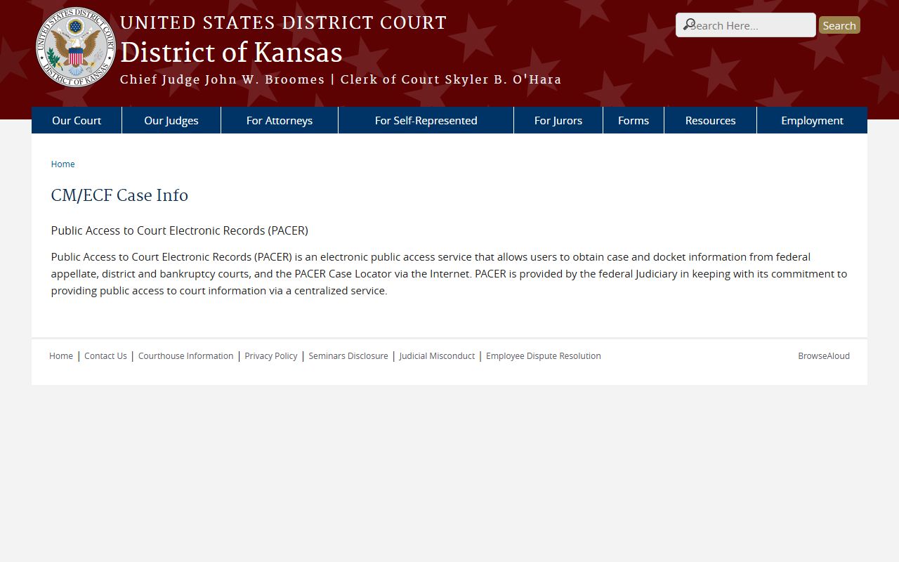 Ellsworth County divorce records and federal CM ECF distinction