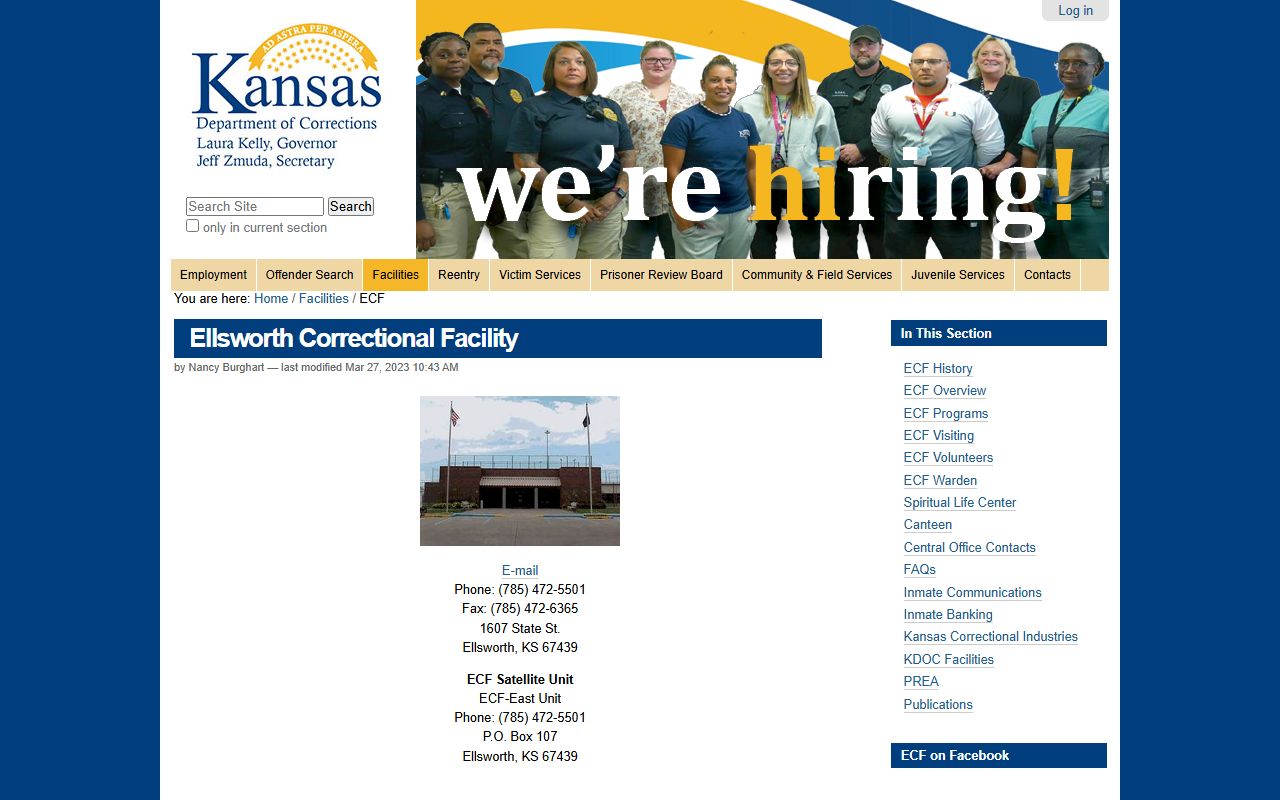 Ellsworth County warrant records Ellsworth Correctional Facility source